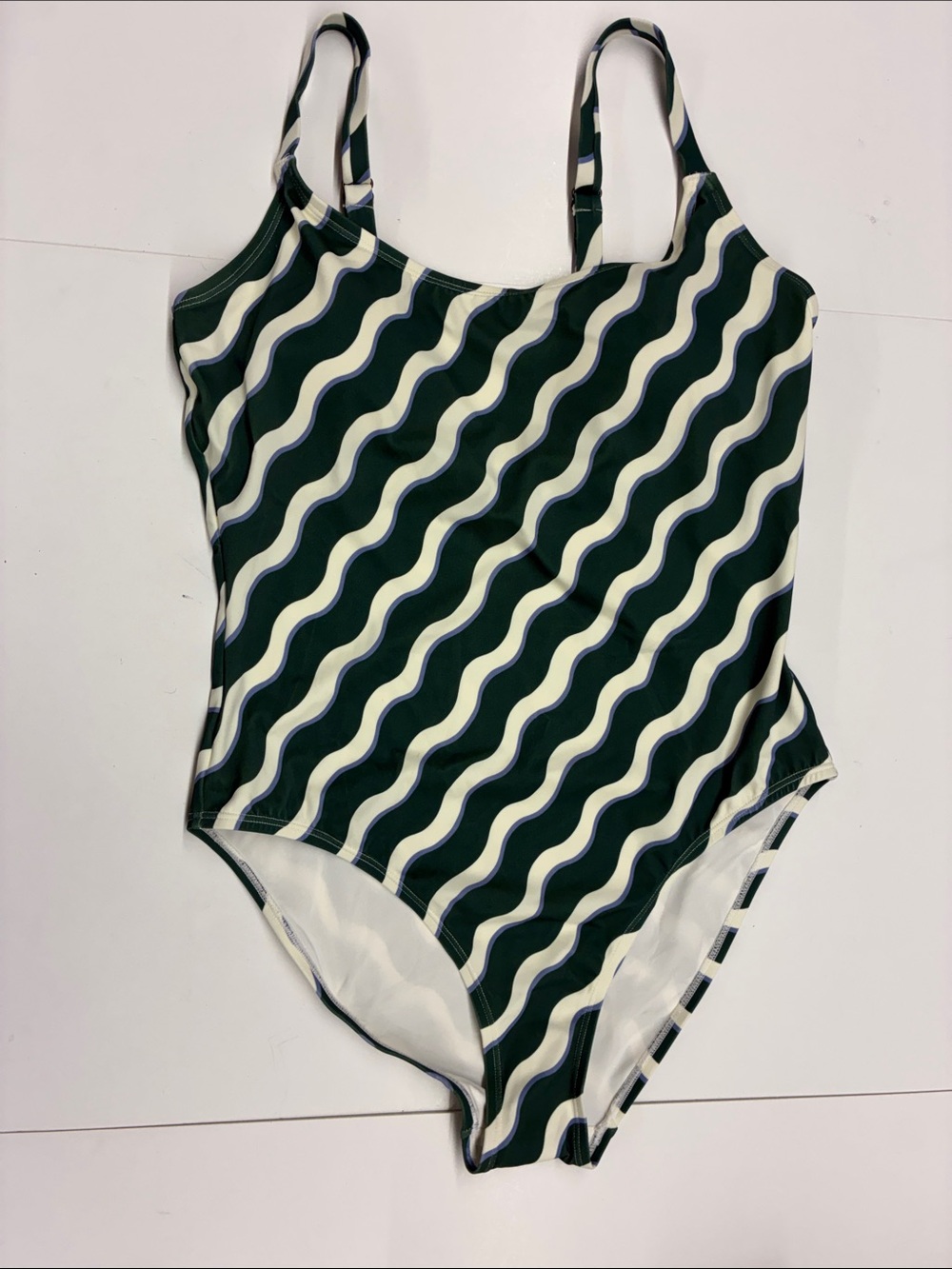 NEW Andie Green Wave-Stripe One-Piece Swimsuit